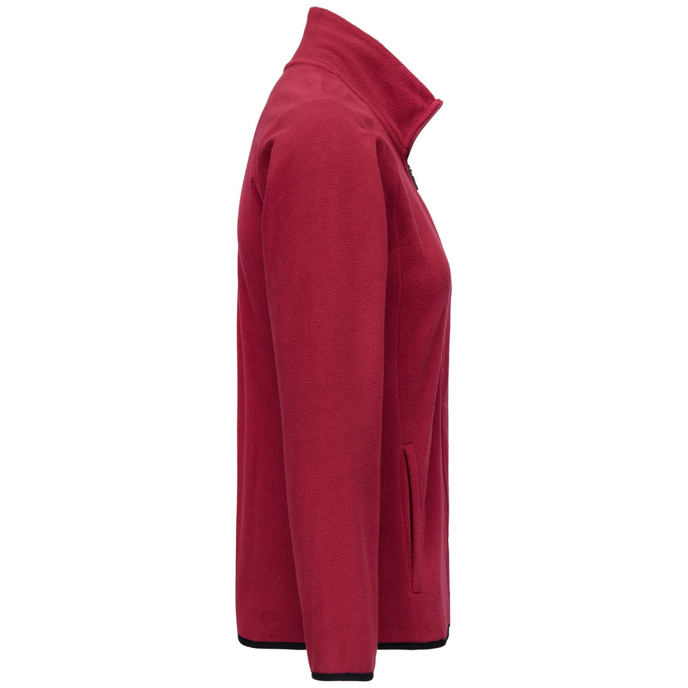Red women's slim fit fleece jacket with pockets 02