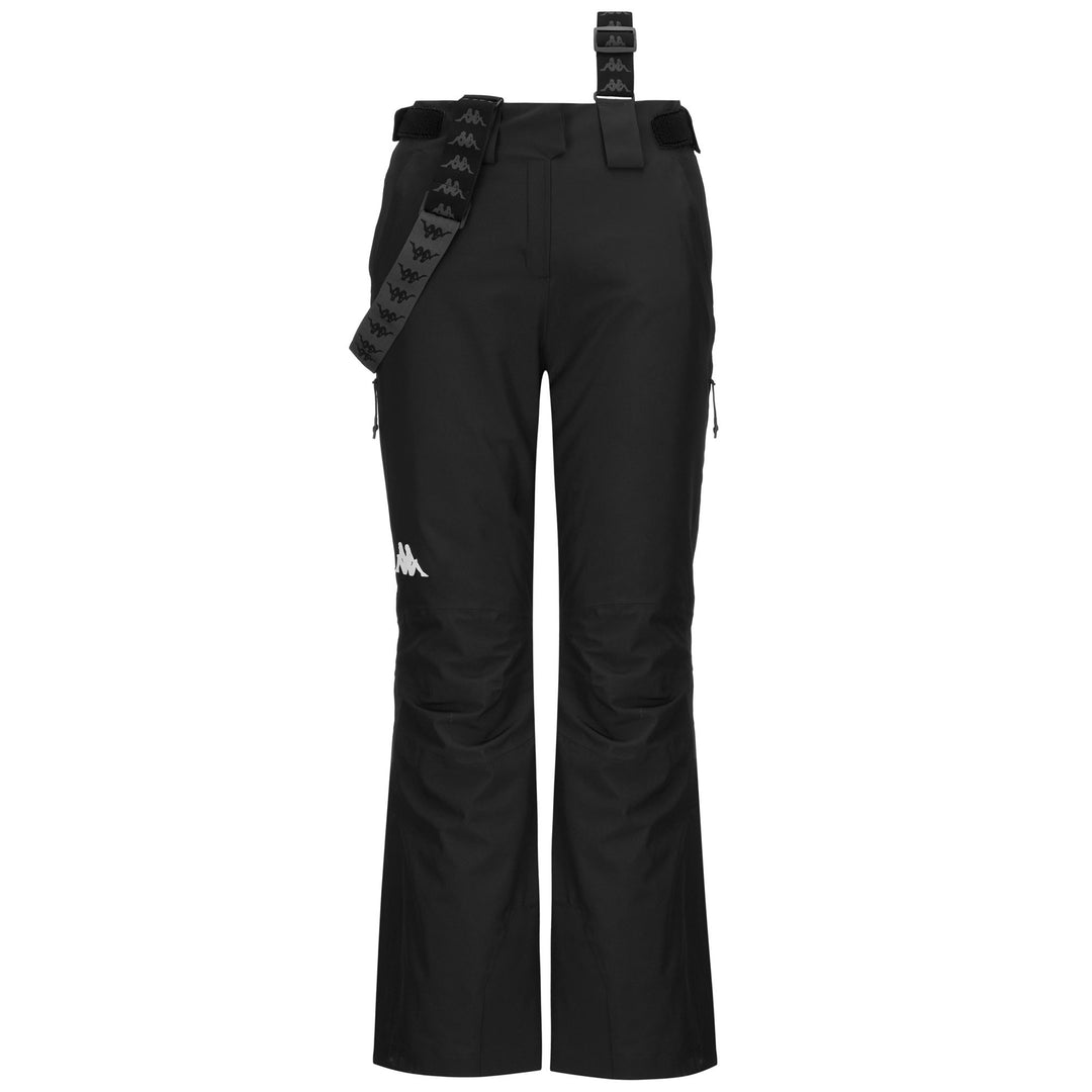 Pantalones de esquí impermeables negros para mujer con acolchado y corte ajustado 01