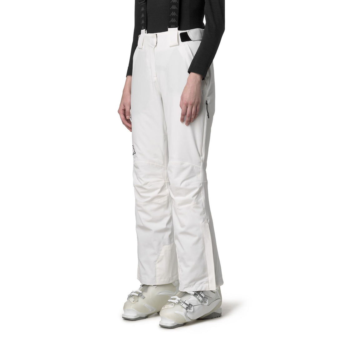 Pantalon de ski blanc isolé pour femme avec protection imperméable main