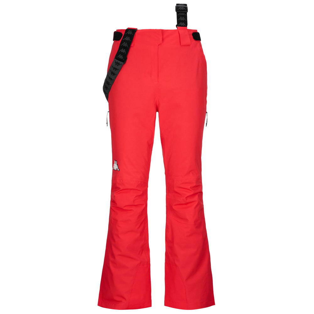 Pantalones deportivos impermeables rojos para mujer con acolchado 02