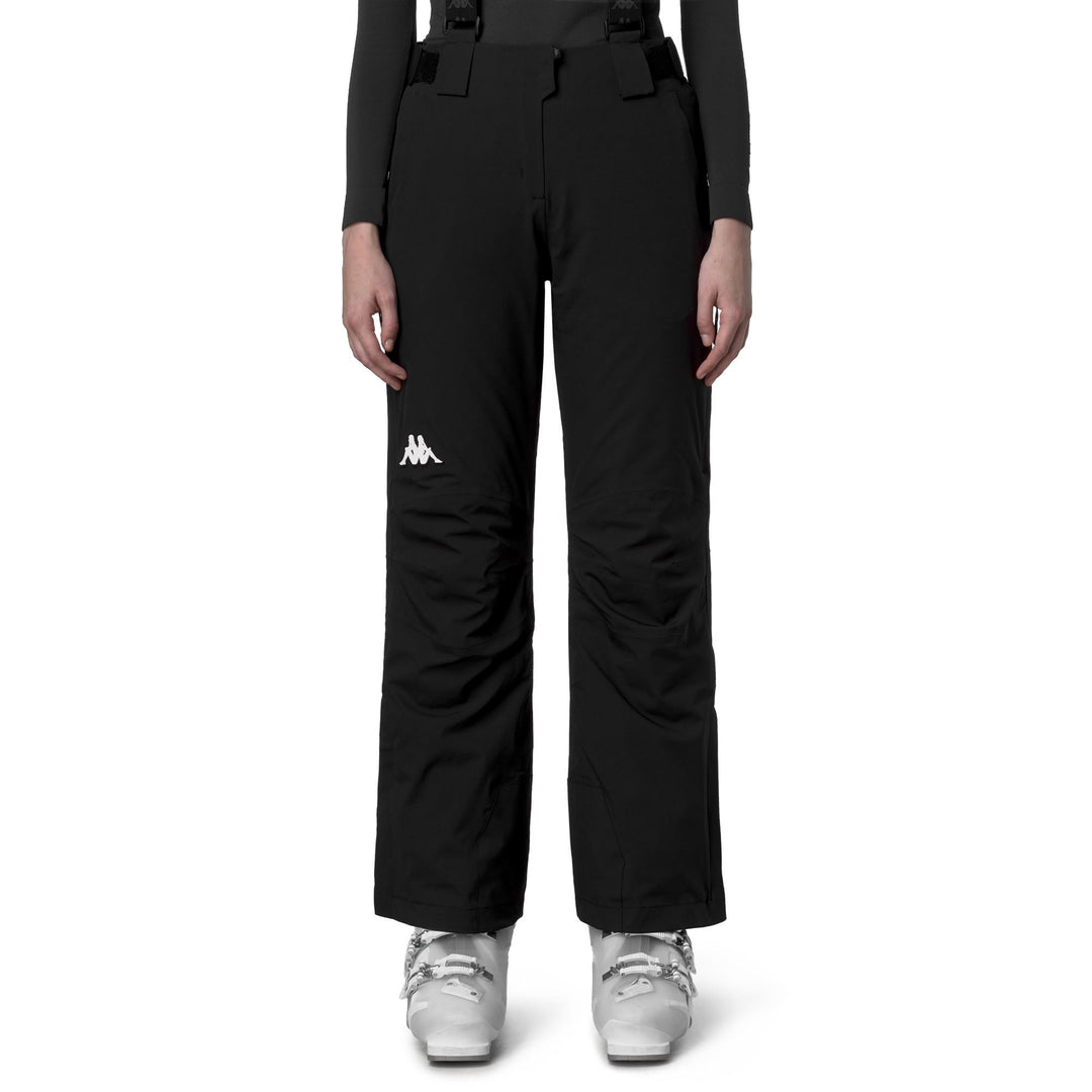 Pantalones de esquí negros ajustados y aislantes para mujer con protección impermeable 01