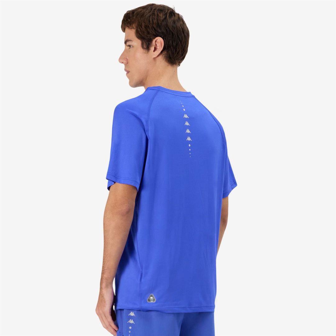 Maillot de course bleu pour homme, coupe classique, en tissu mesh main
