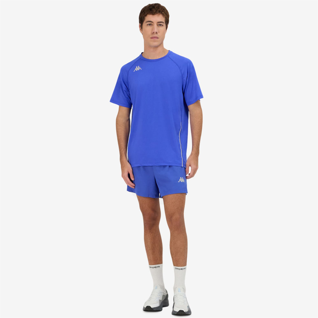 Maillot de course bleu pour homme, coupe classique, en tissu mesh main