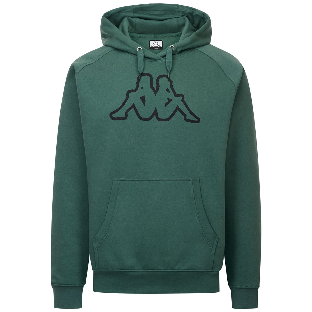 Green Men's Fleece Jumper with Hood and Kangaroo Pocket 01