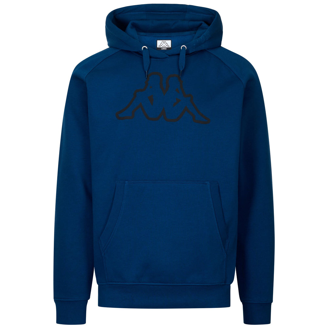 Blue Men's Fleece Jumper with Hood and Kangaroo Pocket 01