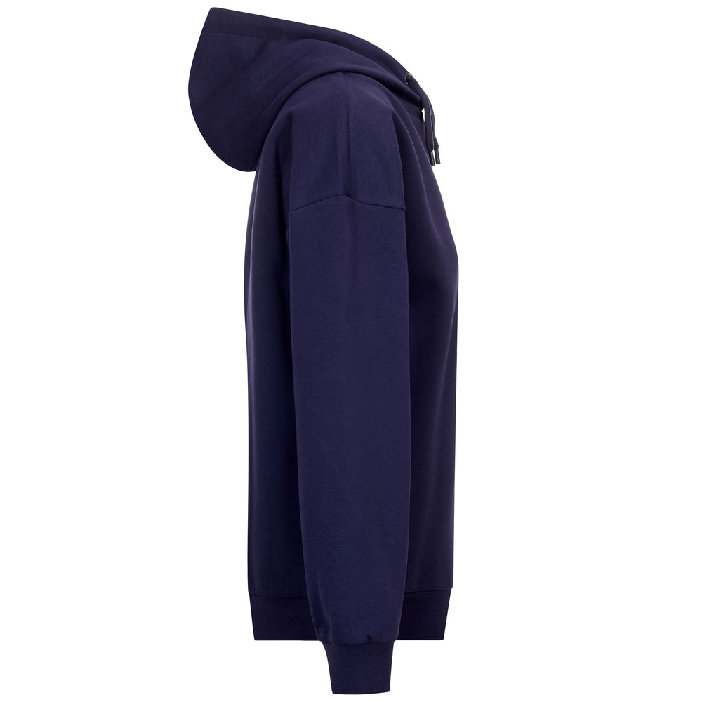 Blue women's Organic Cotton Fleece Jumper with Hood 02
