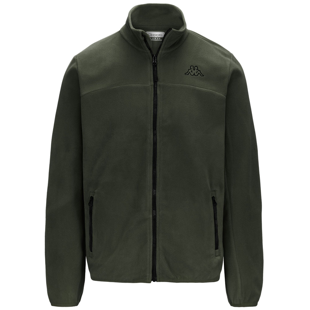Black Green Men's Sportstyle Fleece Jacket with Zip Pockets 01