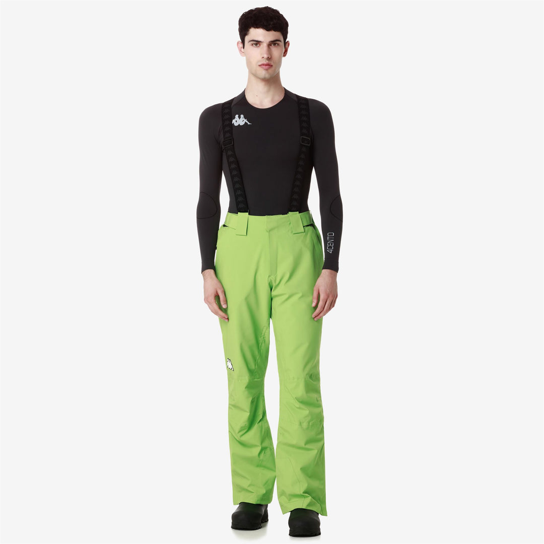 Glowing Green Men's Ski Waterproof Pants with Padding 01