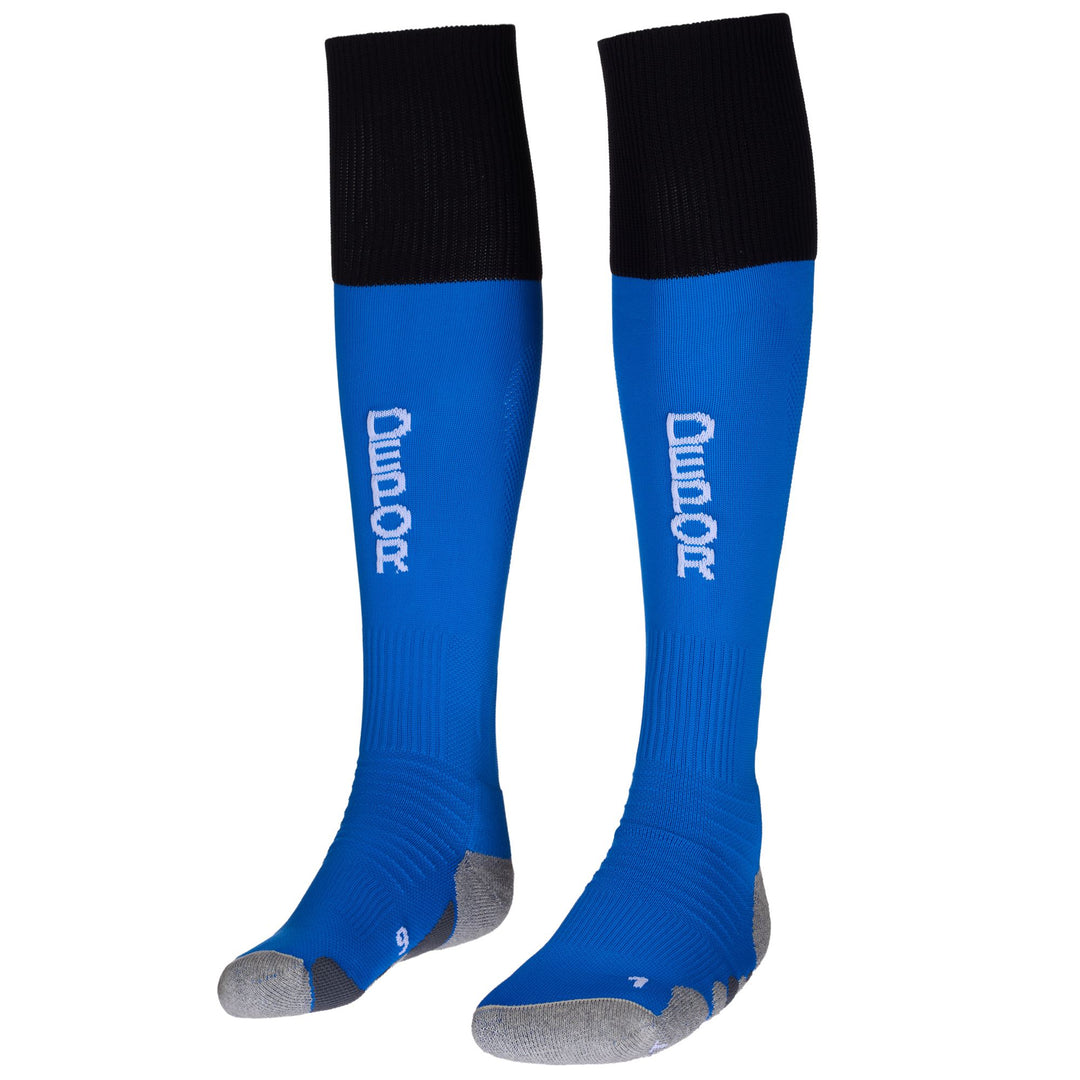 Calcetines deportivos azules hasta la rodilla con amortiguación para hombre 01