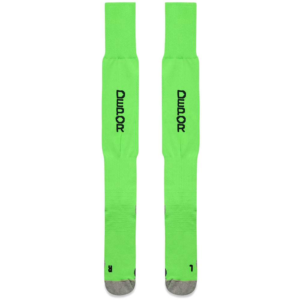 Calcetines deportivos altos hasta la rodilla para hombre, color verde neón, con amortiguación 02