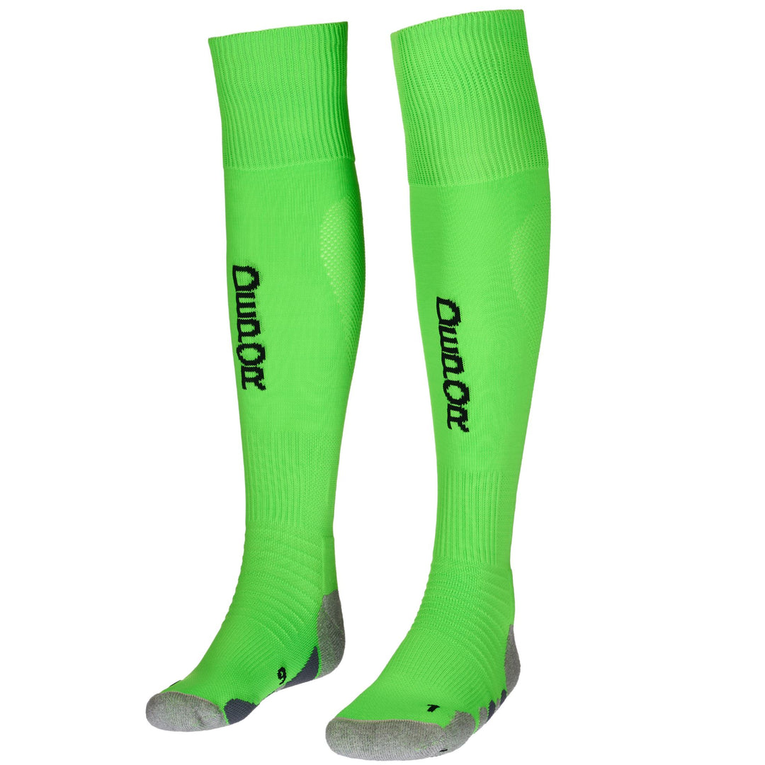 Calcetines deportivos altos hasta la rodilla para hombre, color verde neón, con amortiguación 01