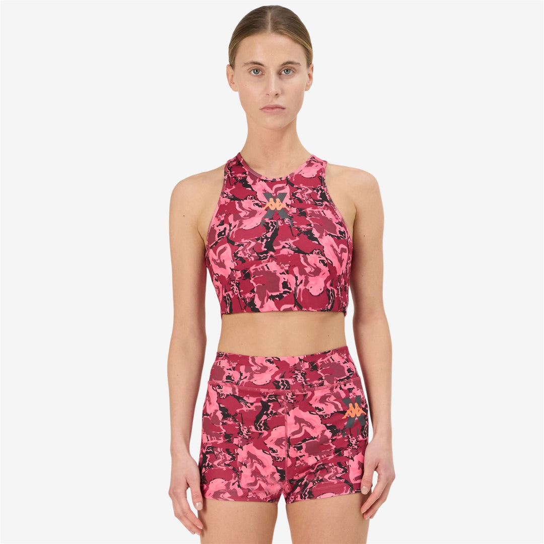 Red Pink Women's Active Workout Jersey Top with Skin Fit Design main