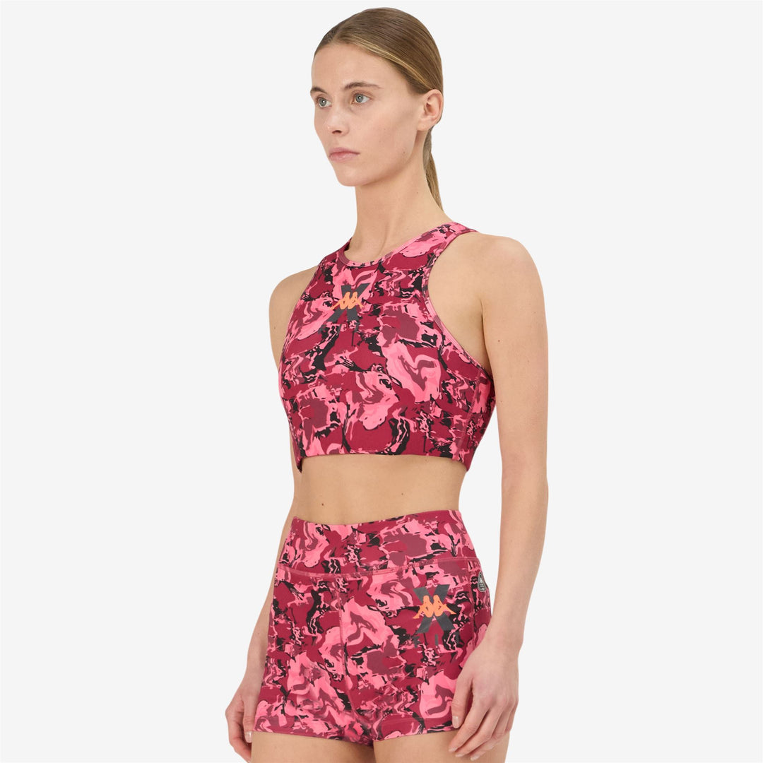 Red Pink Women's Active Workout Jersey Top with Skin Fit Design main