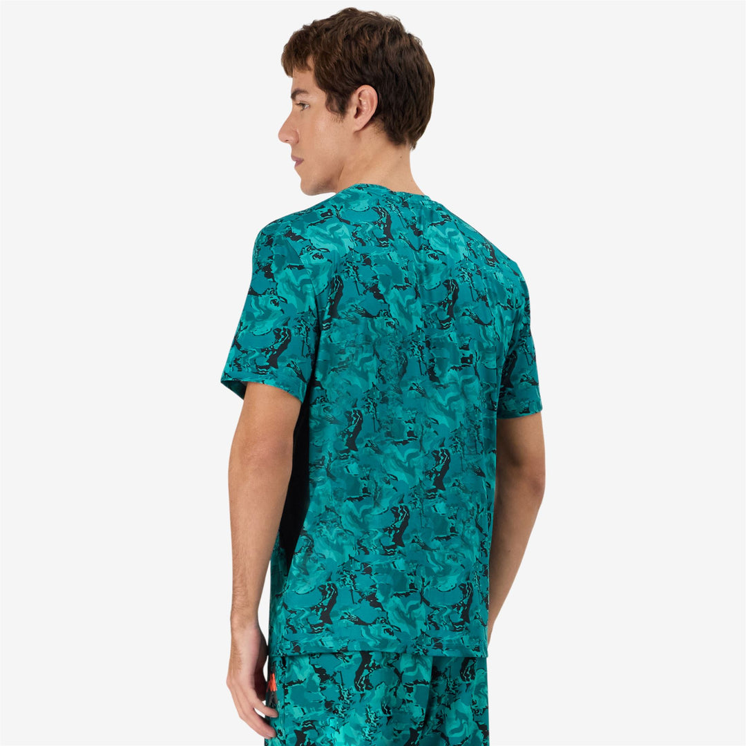 T-shirt sportiva da uomo blu con grafica main