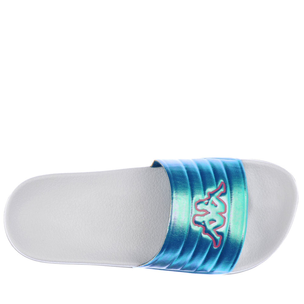 Infradito da donna a righe bianche e blu con tomaia sintetica 02