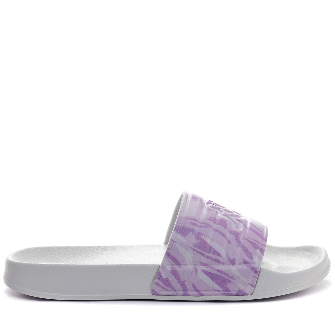 Infradito da donna a righe bianche e viola con logo main