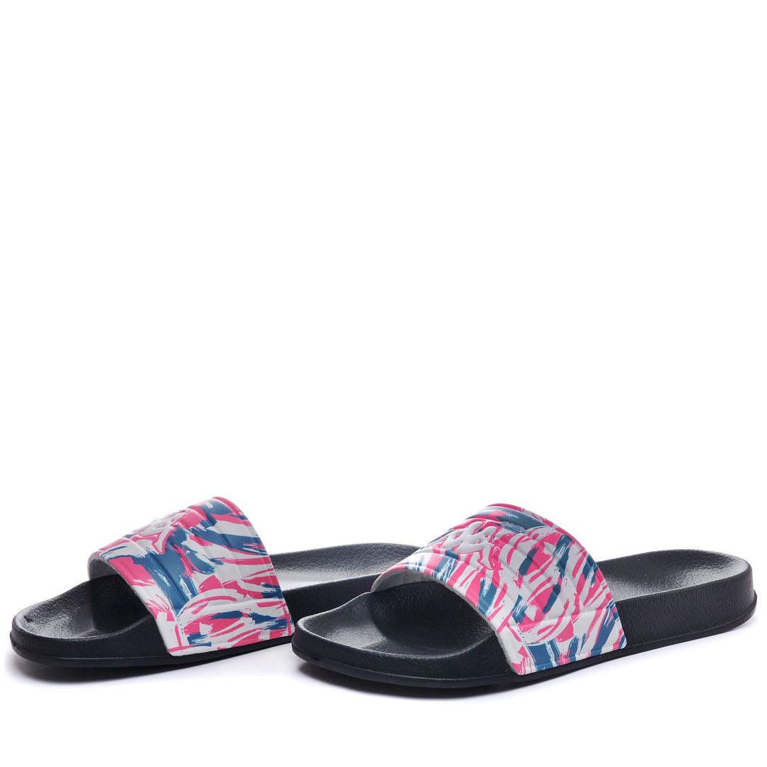 Infradito da donna a righe nere e rosa con tomaia sintetica 01