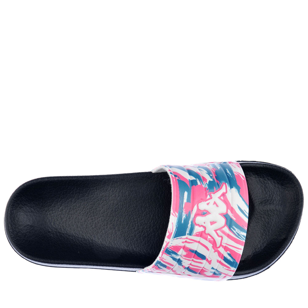 Infradito da donna a righe nere e rosa con tomaia sintetica 02