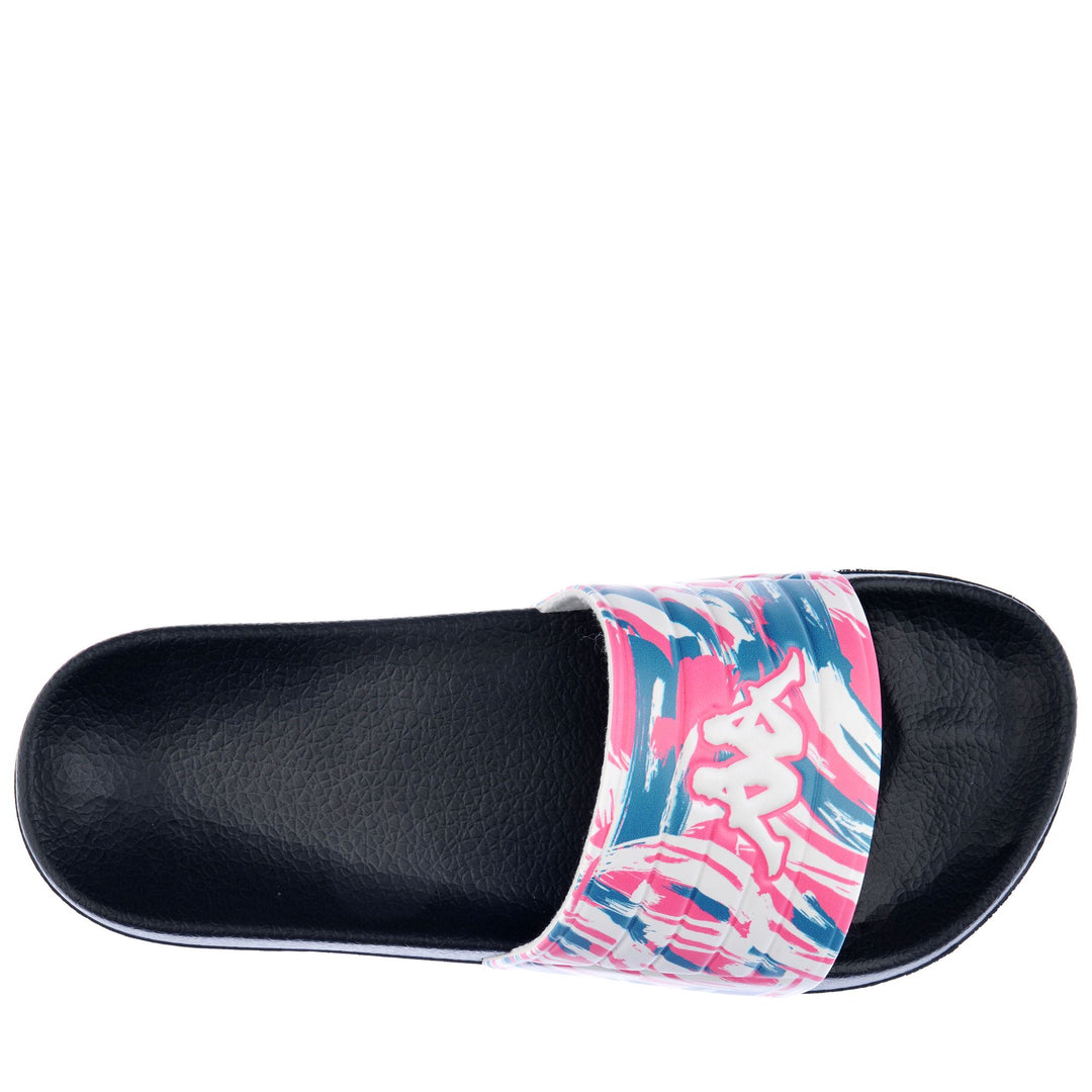 Infradito da donna a righe nere e rosa con tomaia sintetica main