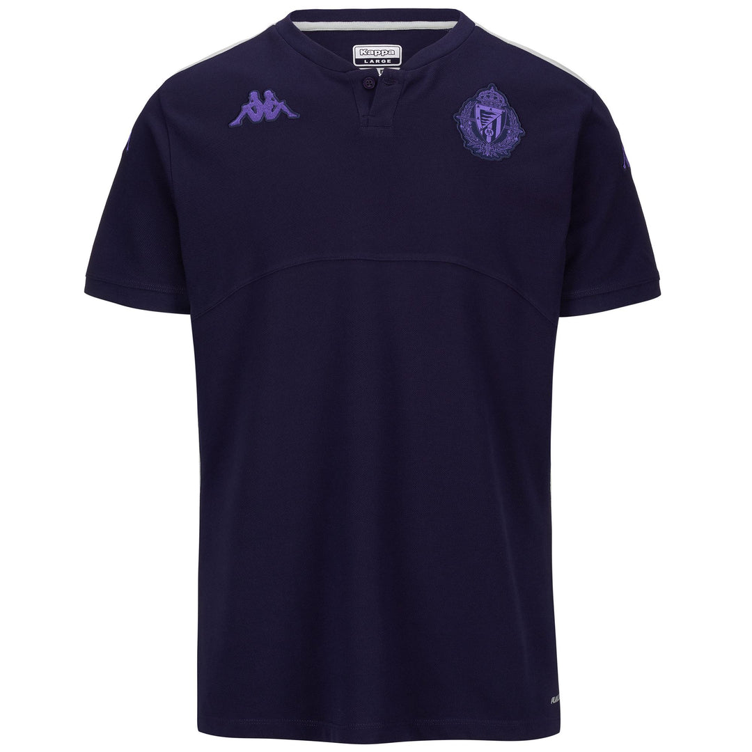 Polo de football Real Valladolid pour homme, bleu, coupe ajustée, en piqué 01