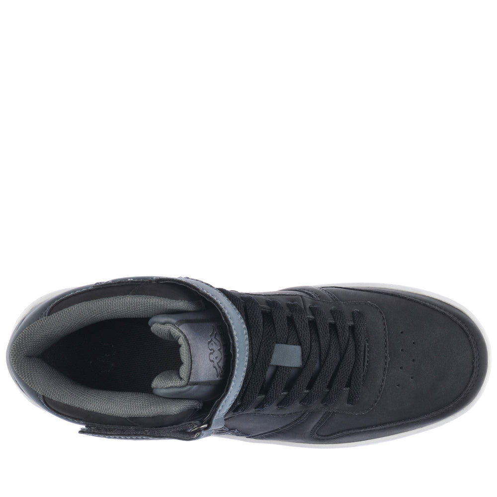 Black grey Unisex Mid Cut Sneakers with Lace and Strap Closure 02