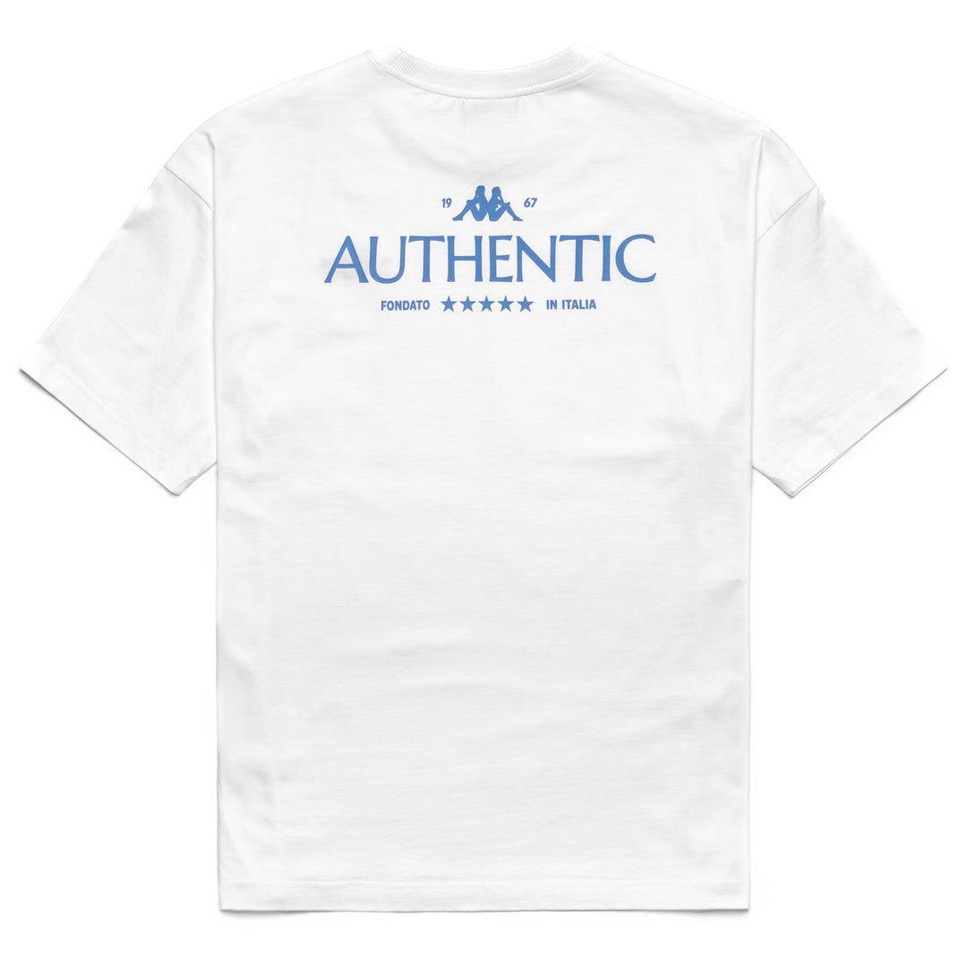 T-shirt da uomo in cotone biologico bianco-blu con grafica main