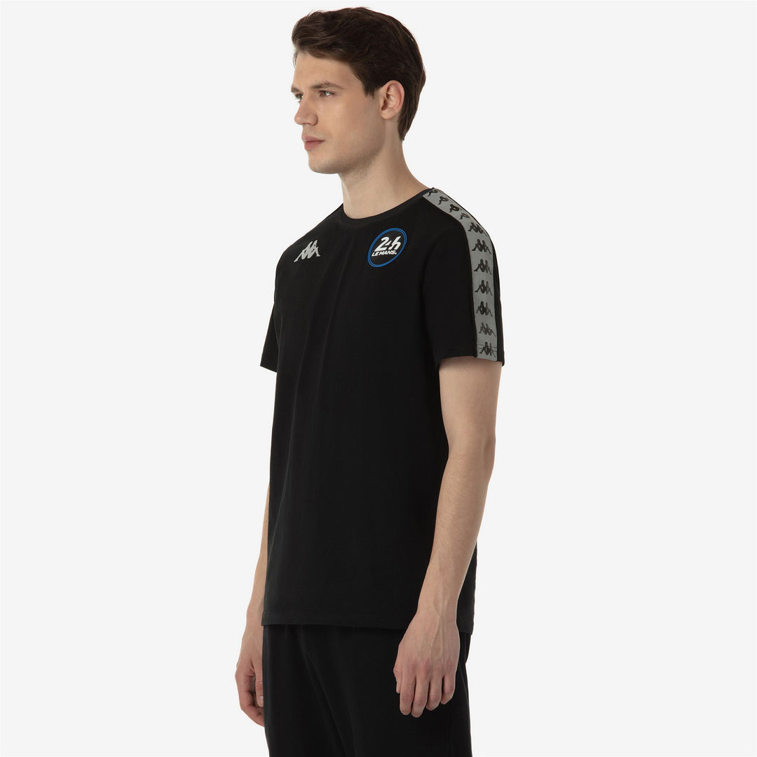 T-shirt girocollo nera da uomo con vestibilità regolare e dettagli riflettenti main