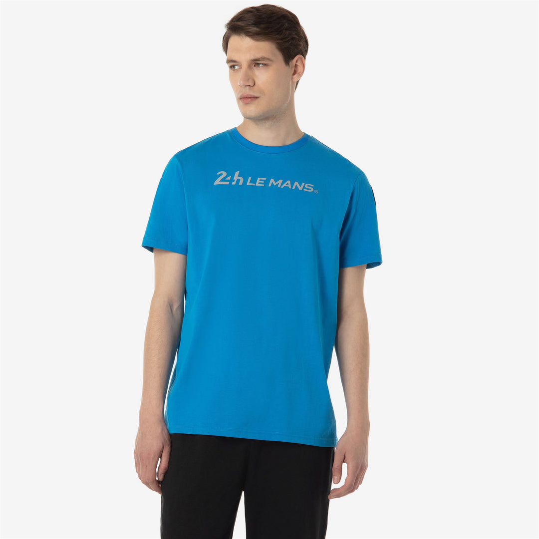 Camiseta azul de algodón de corte regular para hombre, ideal para carreras de motor. main