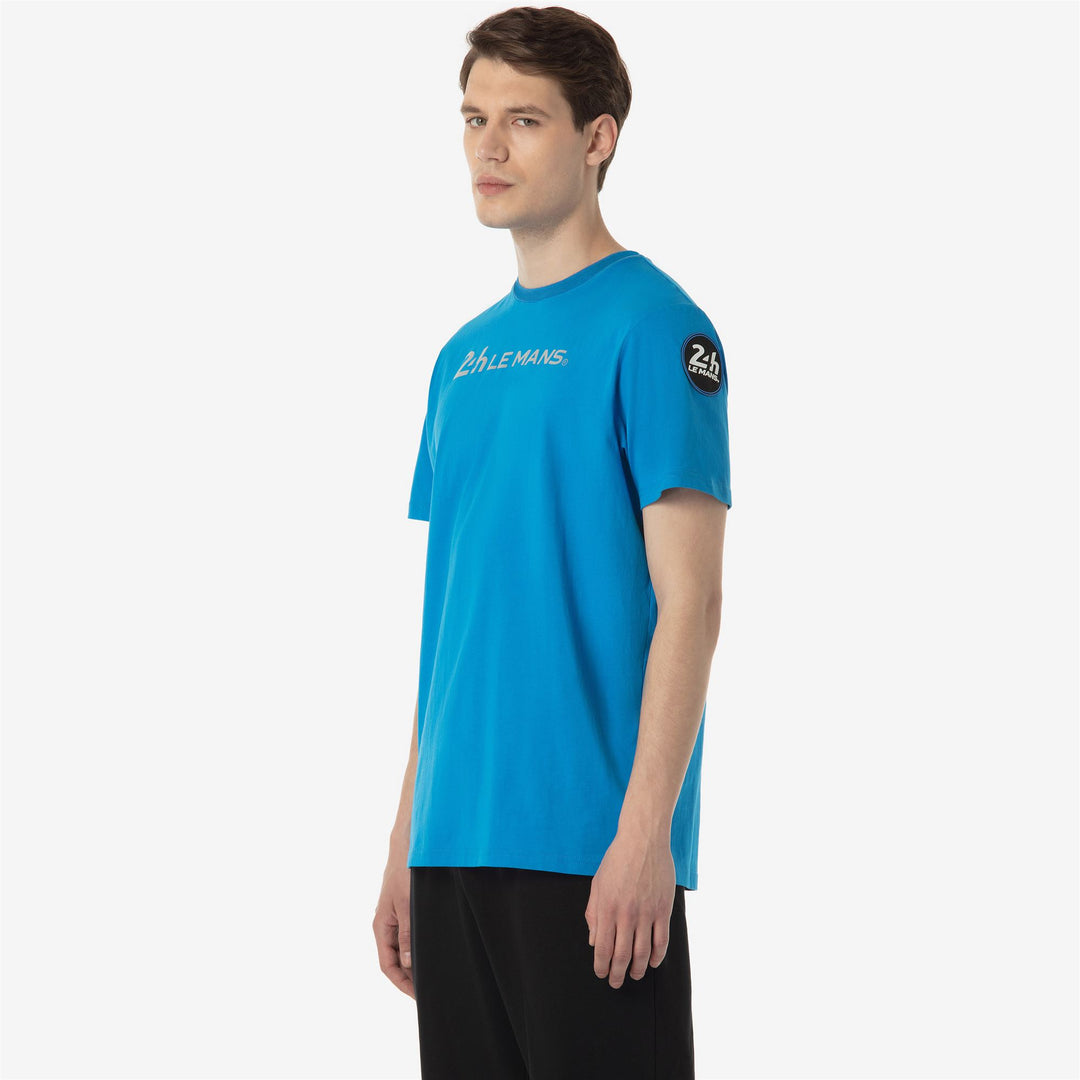 Camiseta azul de algodón de corte regular para hombre, ideal para carreras de motor. main