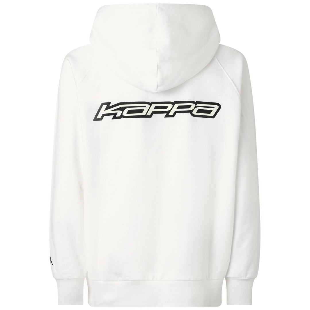 Felpa con cappuccio garzata da uomo bianca con stampa grafica main