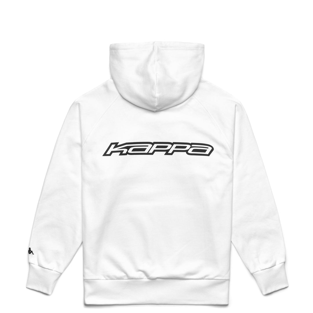 Felpa con cappuccio garzata da uomo bianca con stampa grafica main