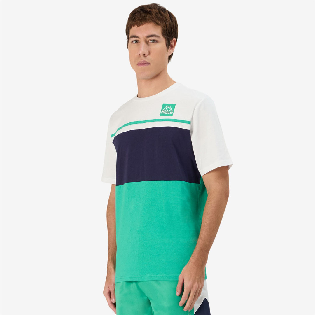 Camiseta de corte regular para hombre en color verde marino con logotipo de Kappa main
