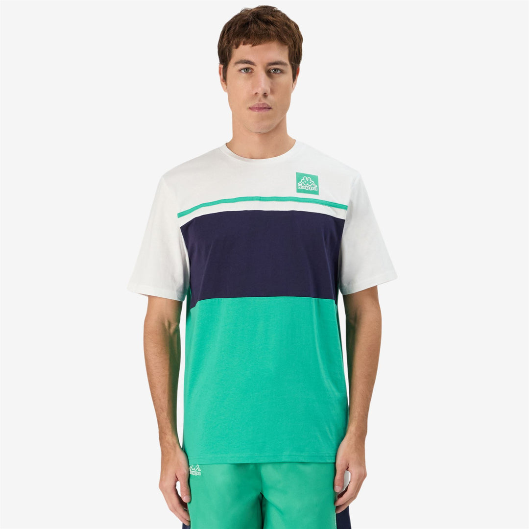 Camiseta de corte regular para hombre en color verde marino con logotipo de Kappa main