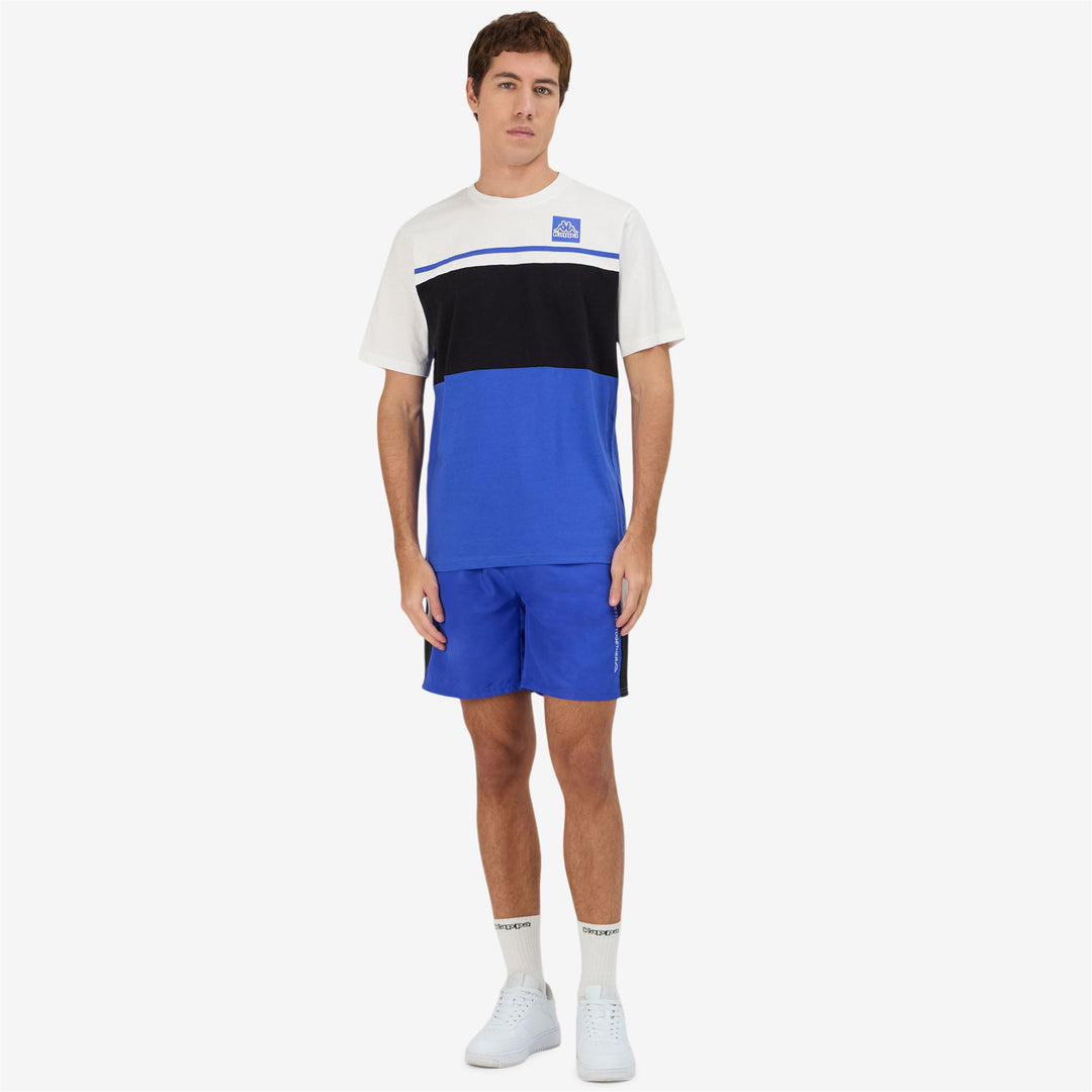 Camiseta deportiva azul rey de cuello redondo para hombre con logotipo de Omini 01