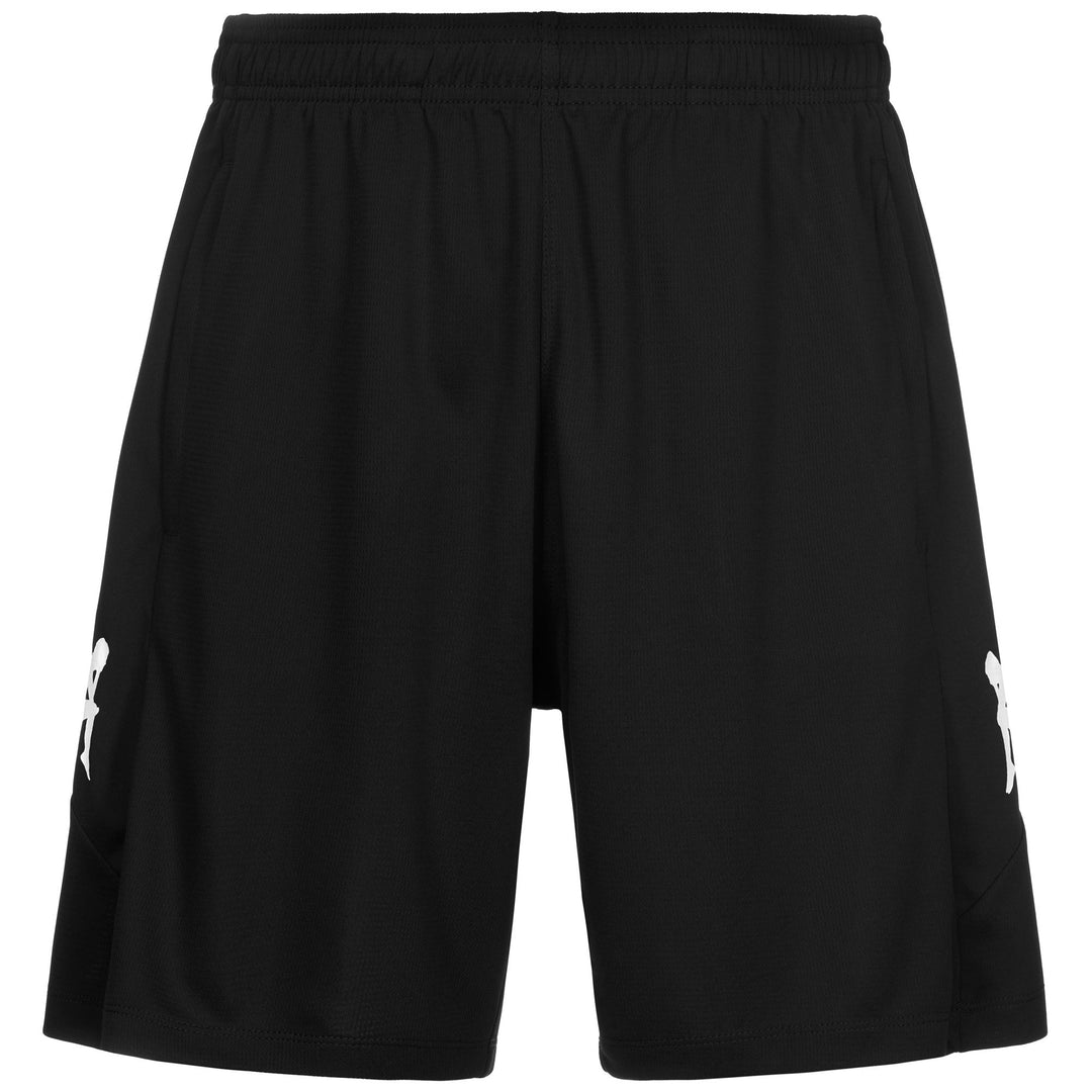 Black Men's Training Shorts with Zipper Pockets and Drawcord 01