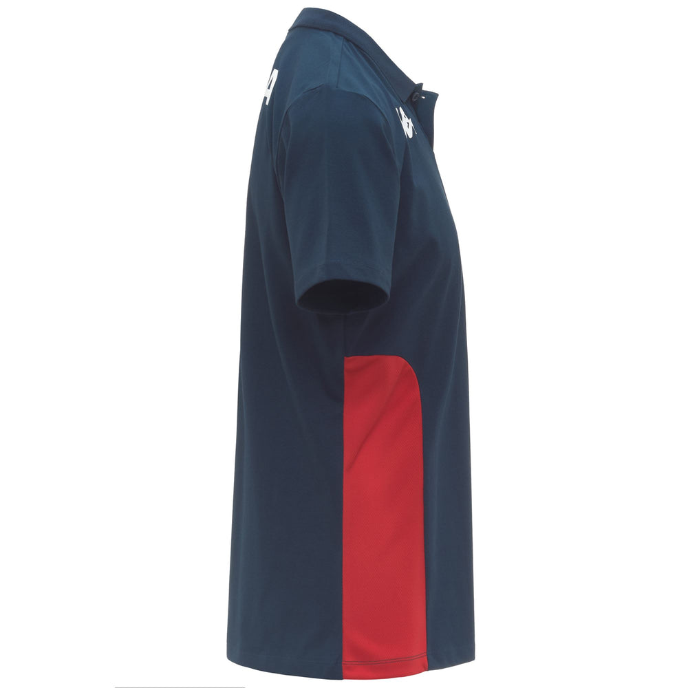 Polo de football Genoa bleu pour homme, coupe ajustée, en tissu recyclé 02