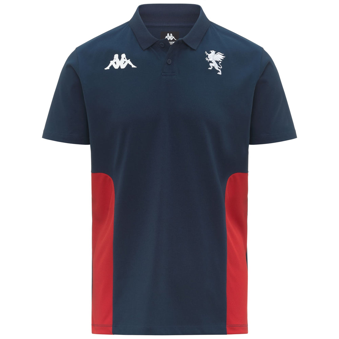 Polo de football Genoa bleu pour homme, coupe ajustée, en tissu recyclé 01
