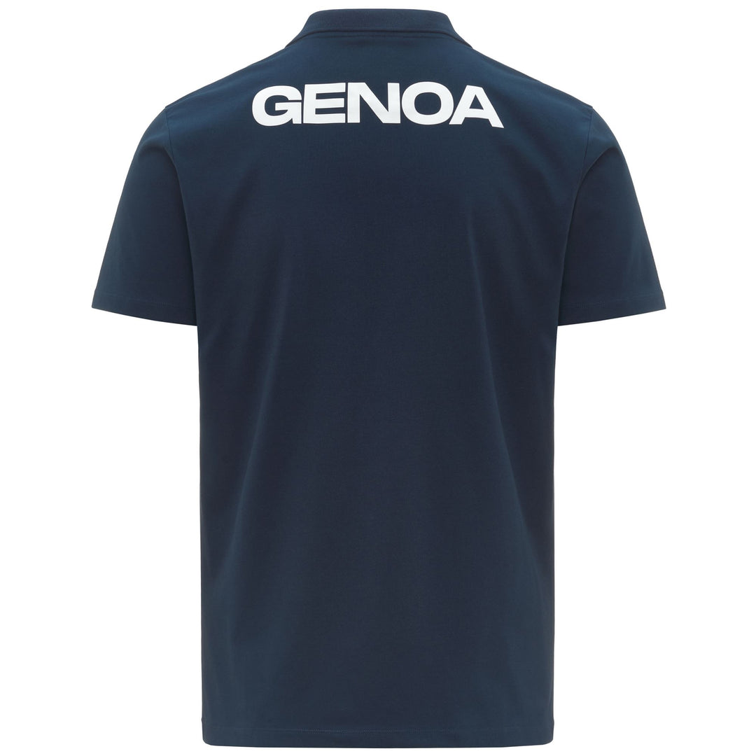 Polo de football Genoa bleu pour homme, coupe ajustée, en tissu recyclé main