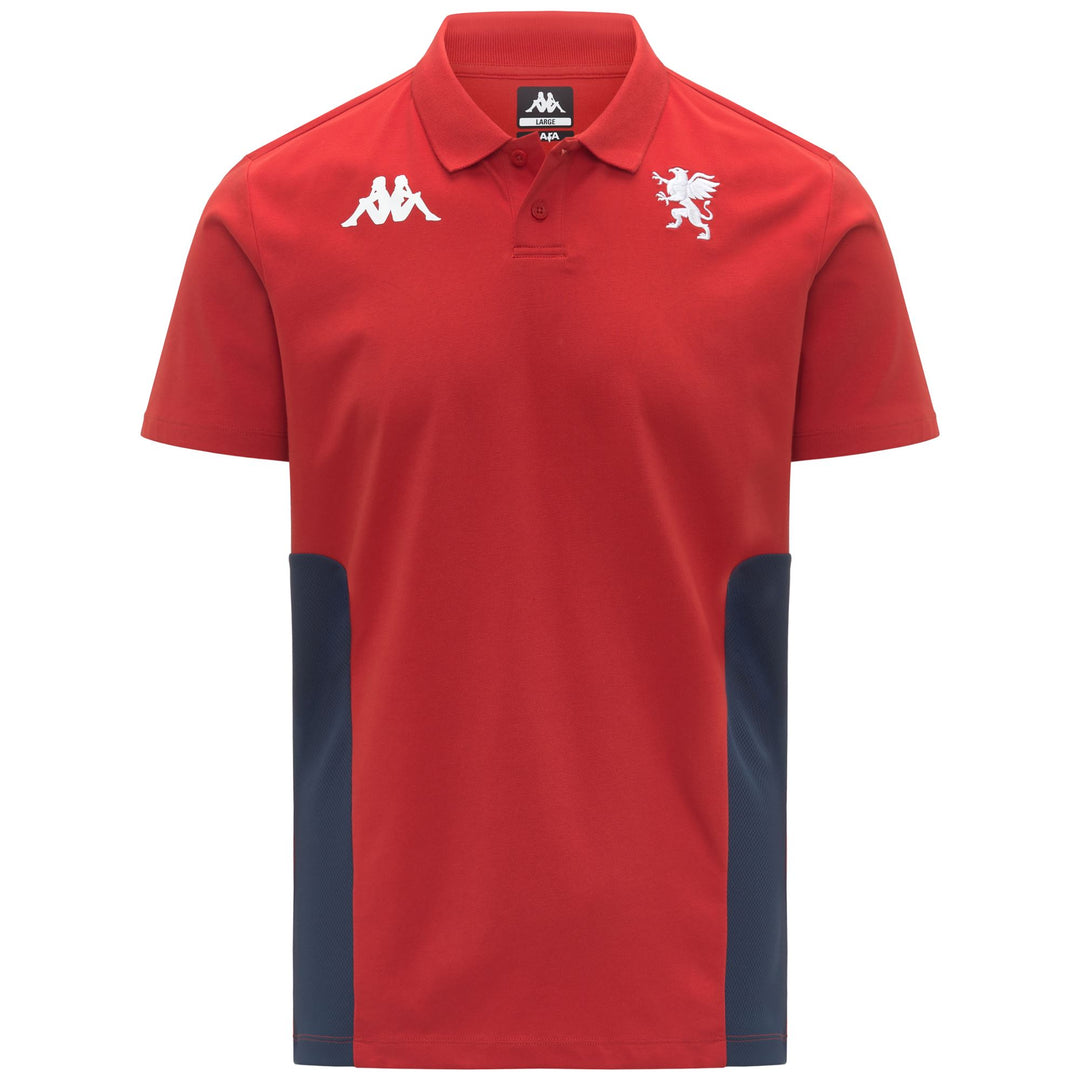 Polo rojo de corte entallado para hombre en tejido reciclado con el logotipo del equipo. 01