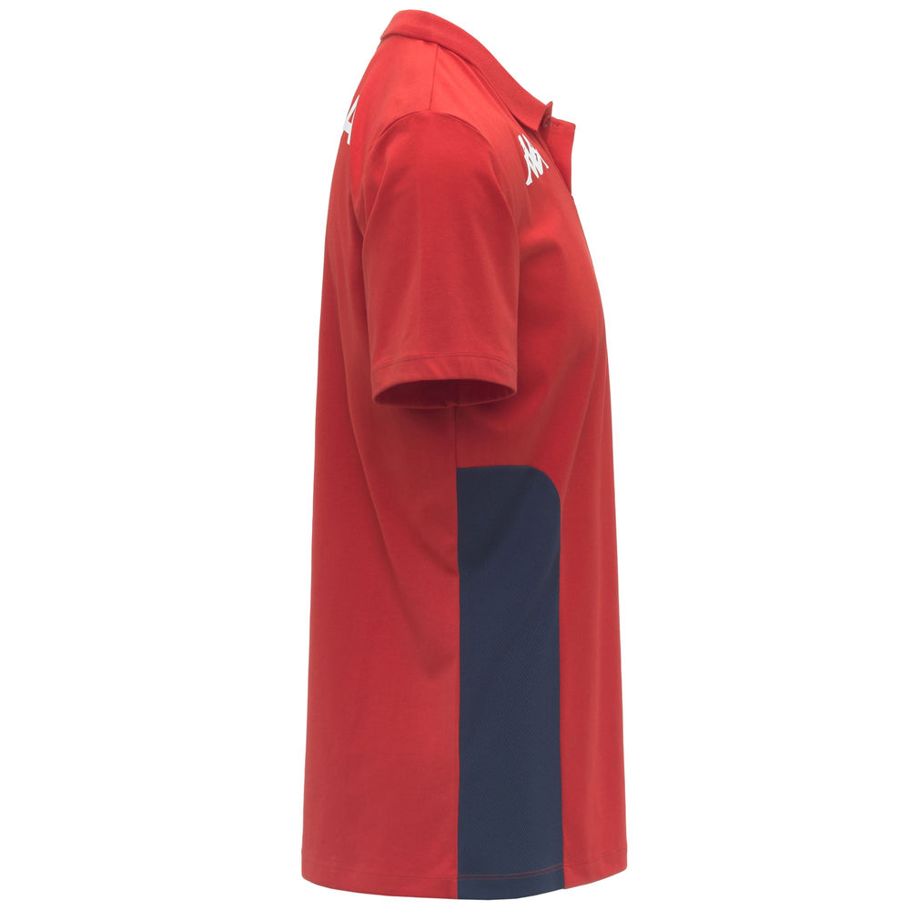 Polo rojo de corte entallado para hombre en tejido reciclado con el logotipo del equipo. 02