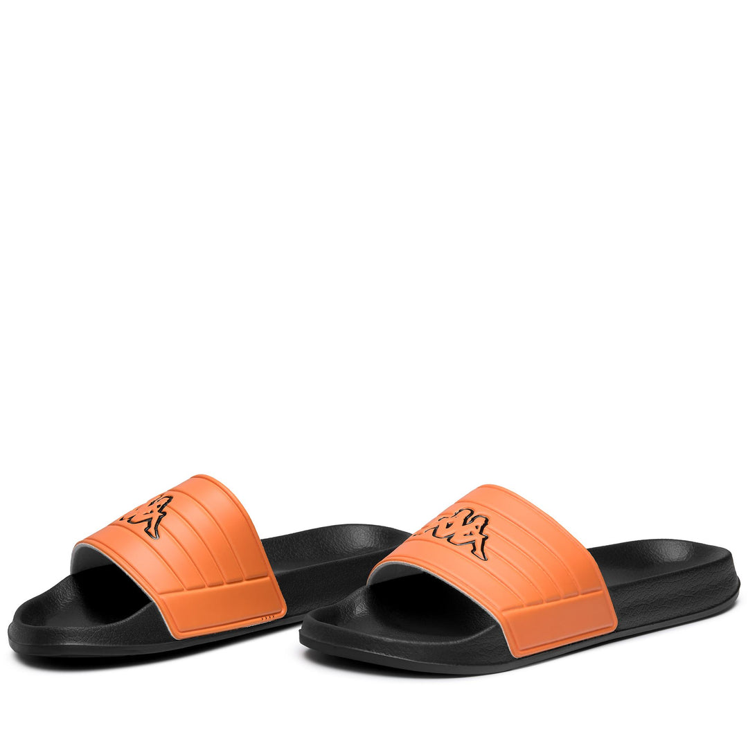 Chanclas de natación unisex negras y naranjas con parte superior sintética 01