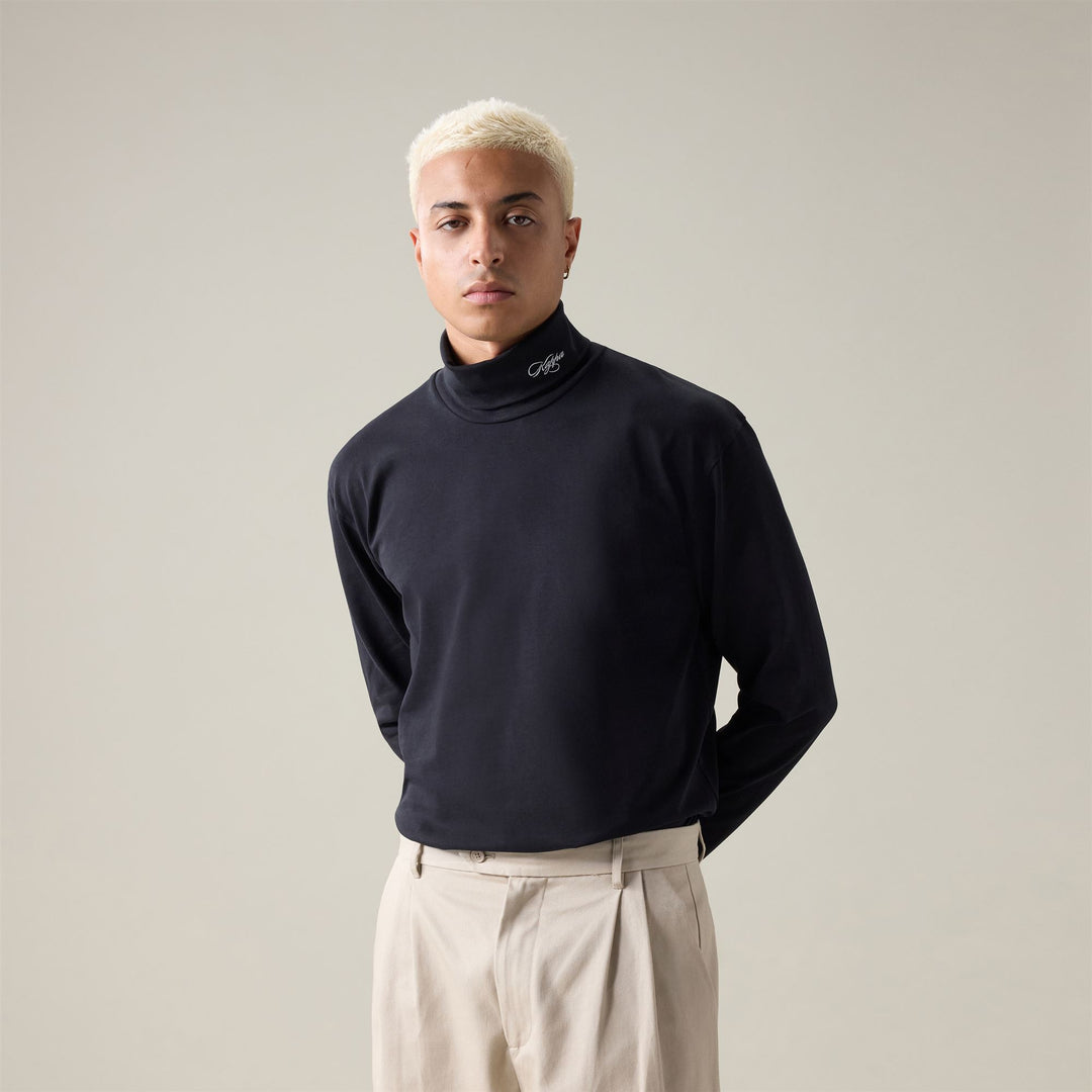 Black and White Men's Long Sleeve Turtle Neck T-Shirt from Kappa 01