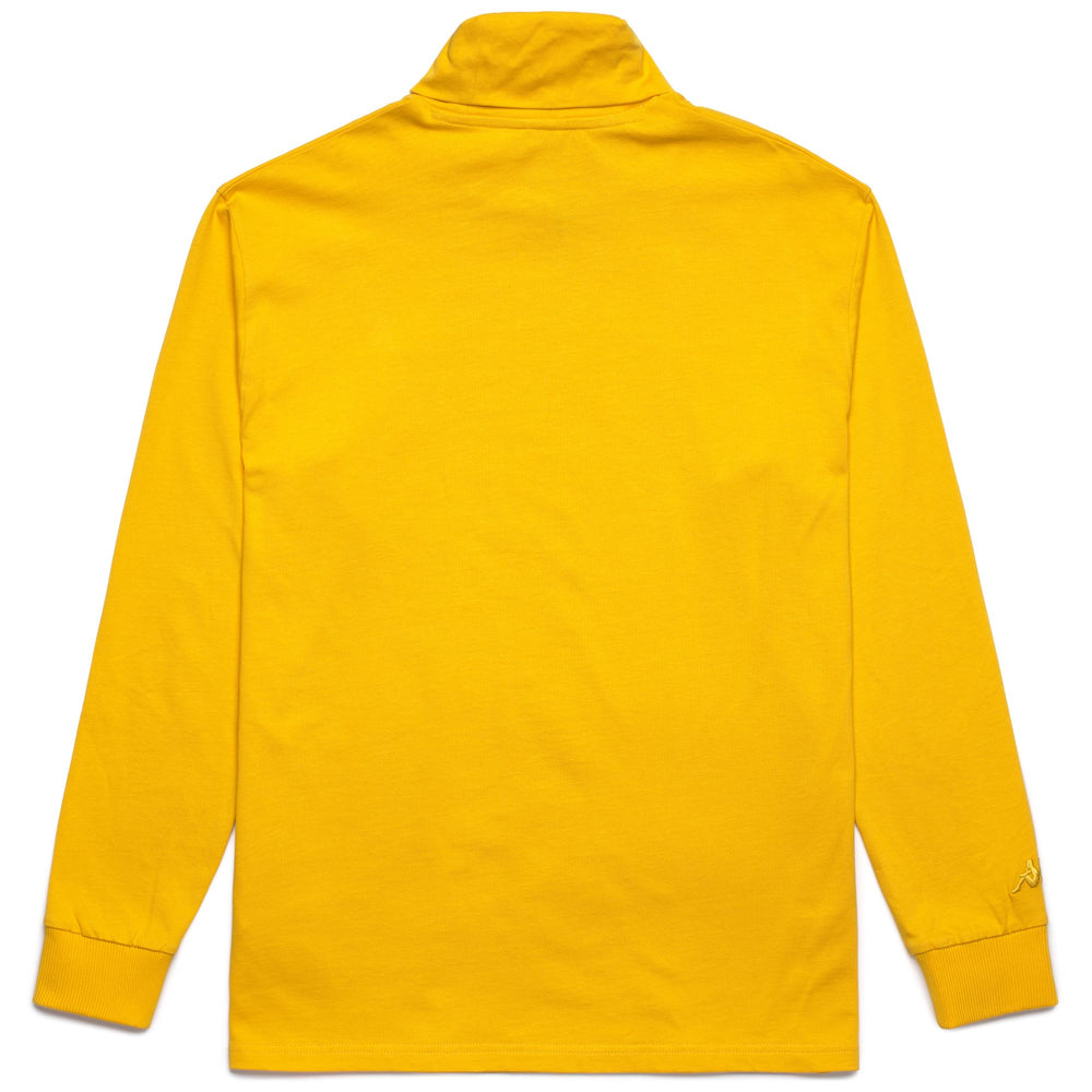 Yellow Men's T-Shirt with Turtle Neck and Ribbed Cuffs 02