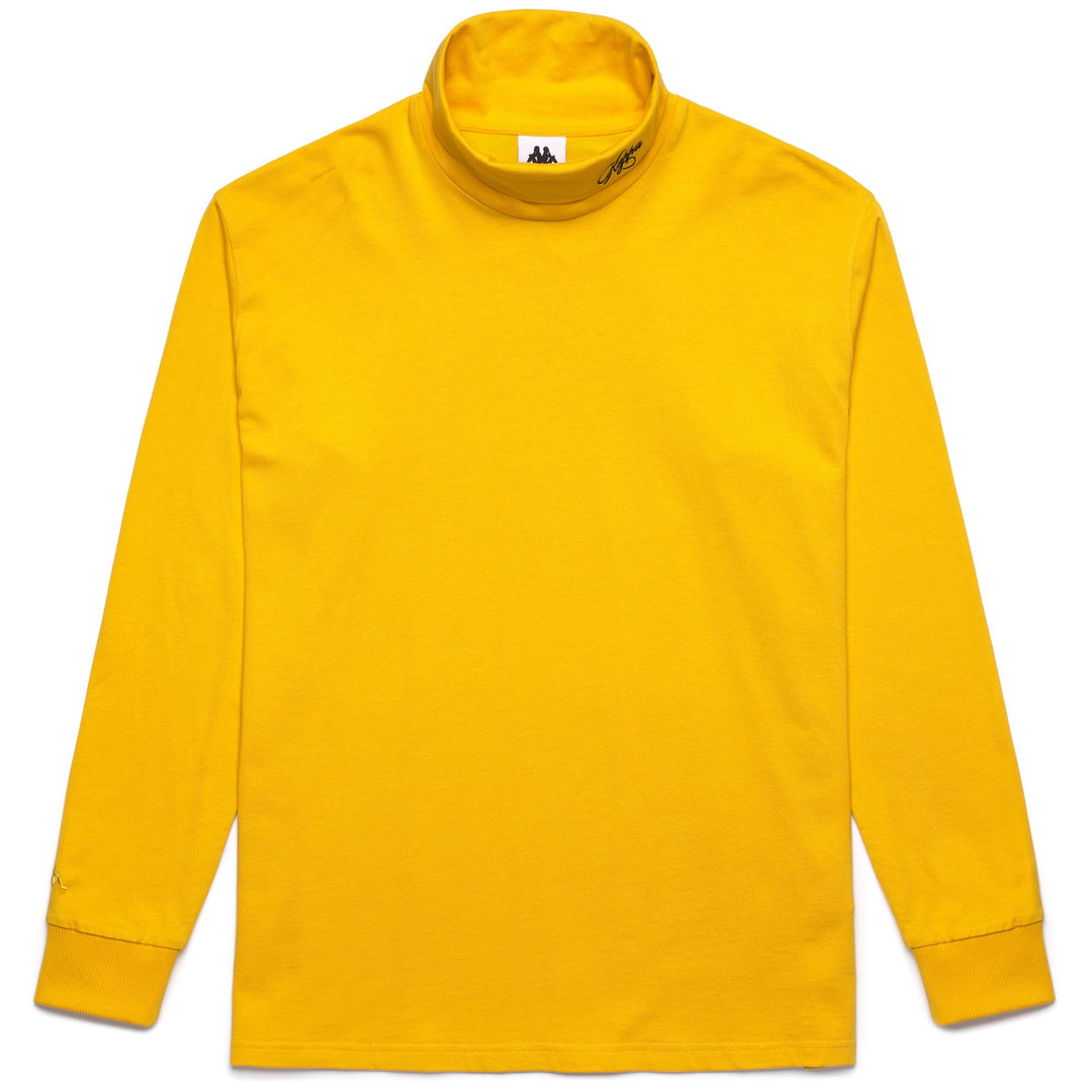 Yellow Men's T-Shirt with Turtle Neck and Ribbed Cuffs 01