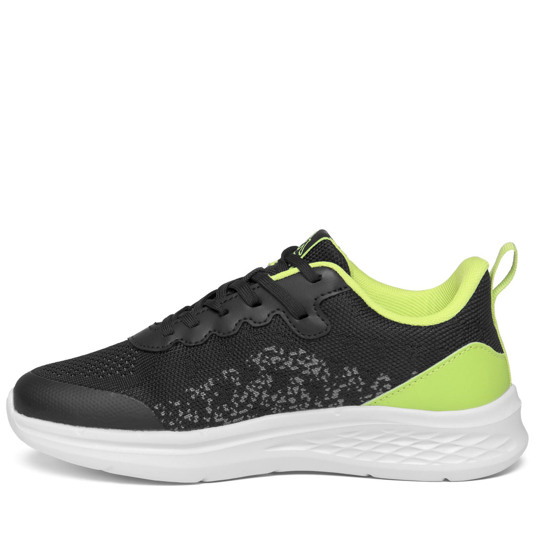 Black and Green Kid's Low Cut Walking Sneakers main