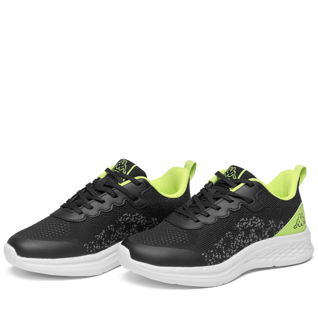 Black and Green Kid's Low Cut Walking Sneakers 01