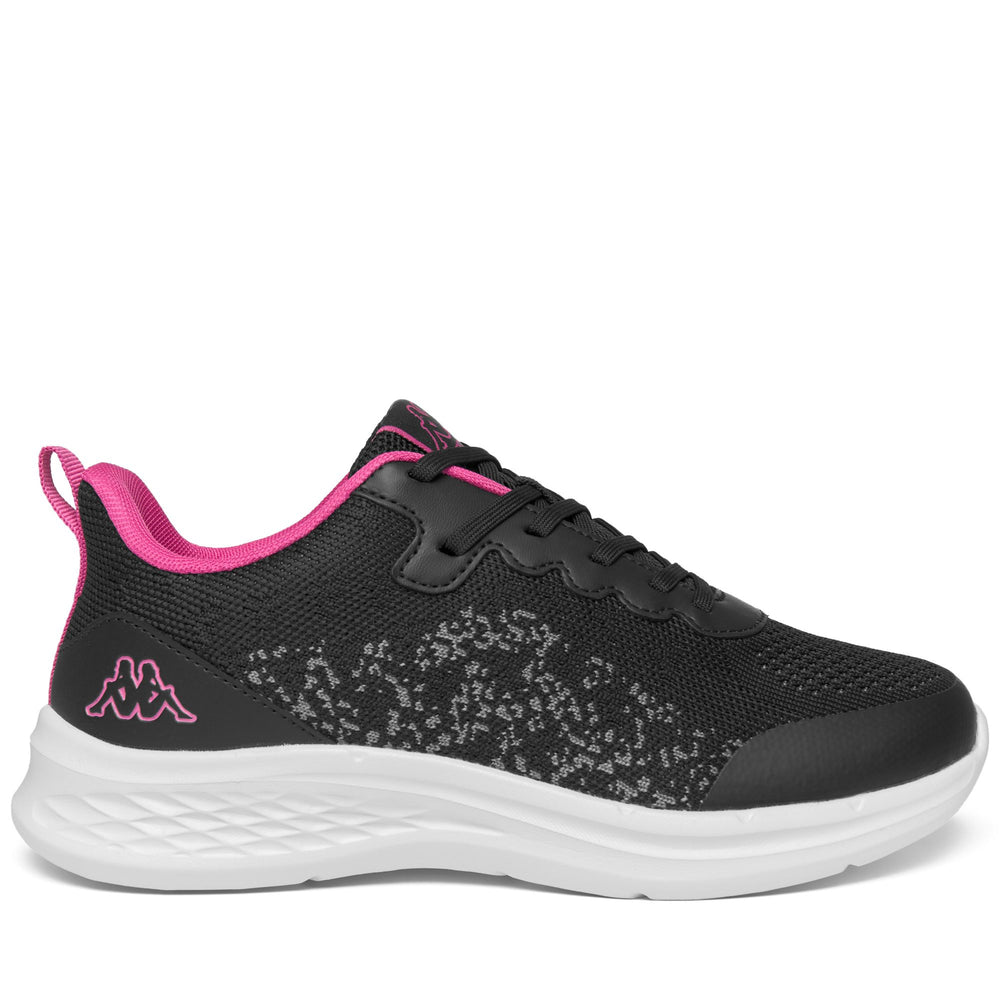 Black and Fuchsia Kid's Low Cut Sneakers with Breathable Mesh Upper 02