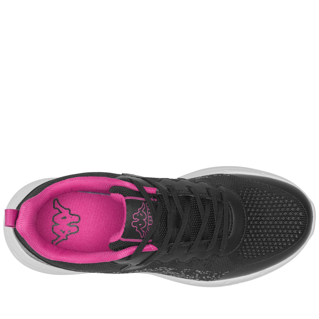 Black and Fuchsia Kid's Low Cut Sneakers with Breathable Mesh Upper main
