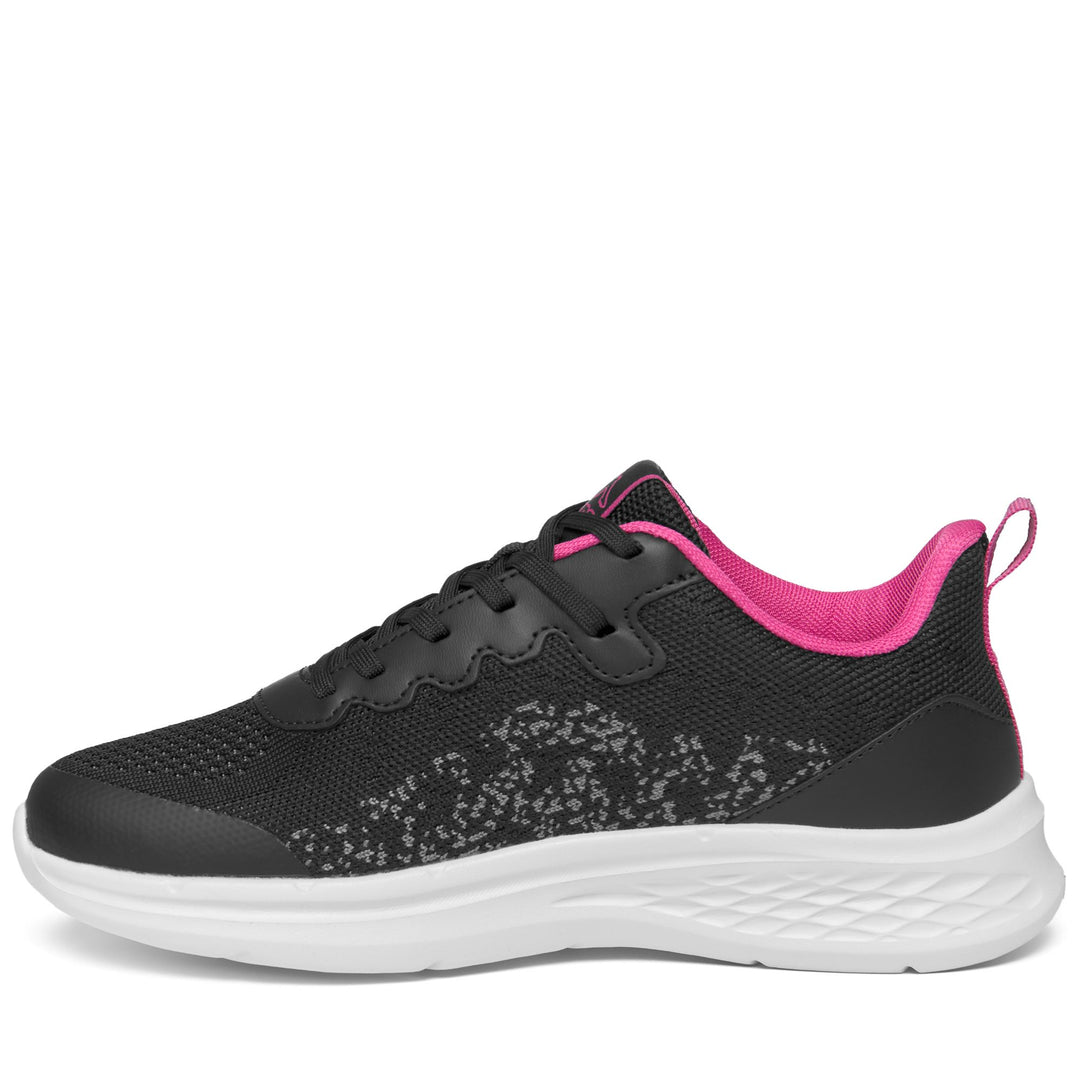 Black and Fuchsia Kid's Low Cut Sneakers with Breathable Mesh Upper main