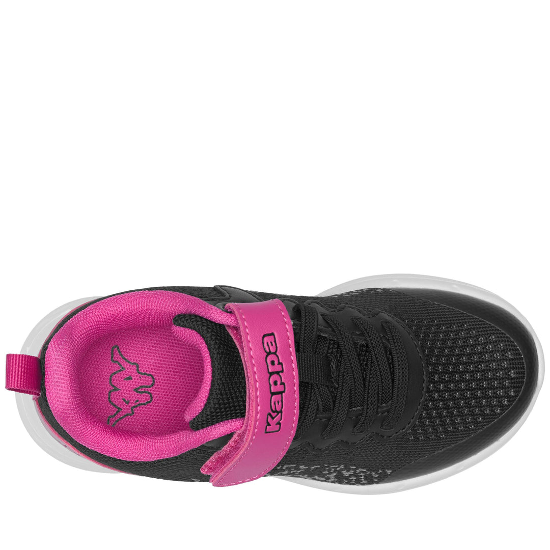 Black and Fuchsia Kid's Low Cut Sneakers with Mesh Upper main